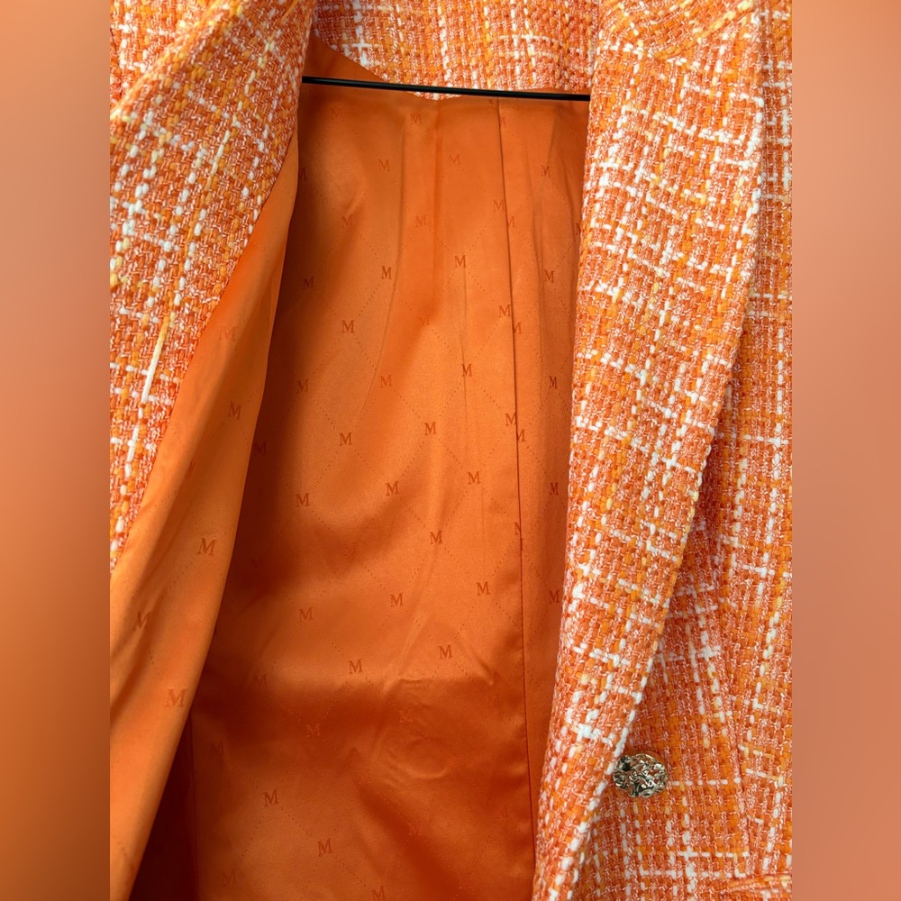 Marciano Orange Tweed Blazer & Suit Jacket - Size M (6) - Picture 9 of 11